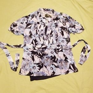 Large Apt.9 Navy/Blue 2pc Sheer Floral Blouse